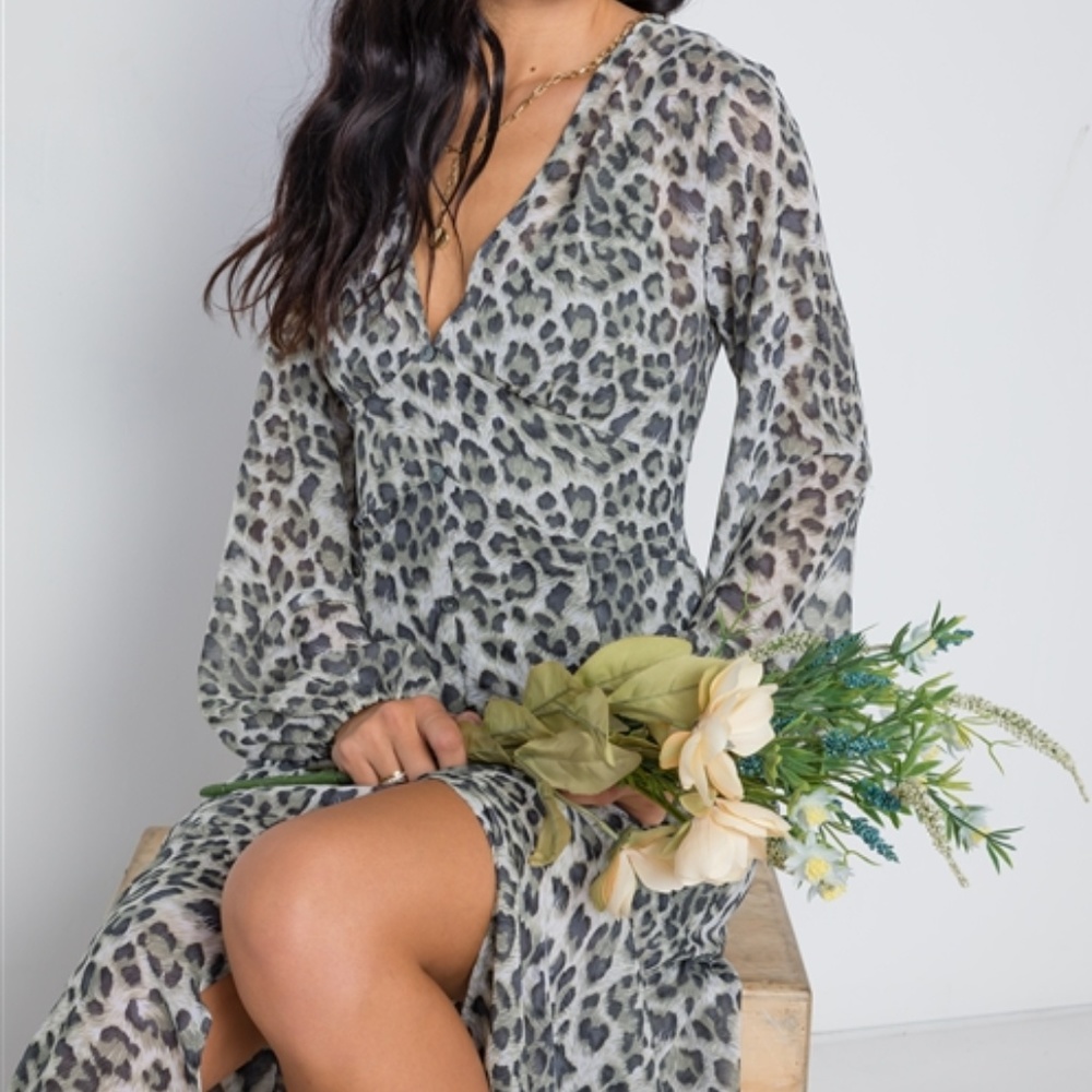 Femme Feline Leopard Print Maxi Dress